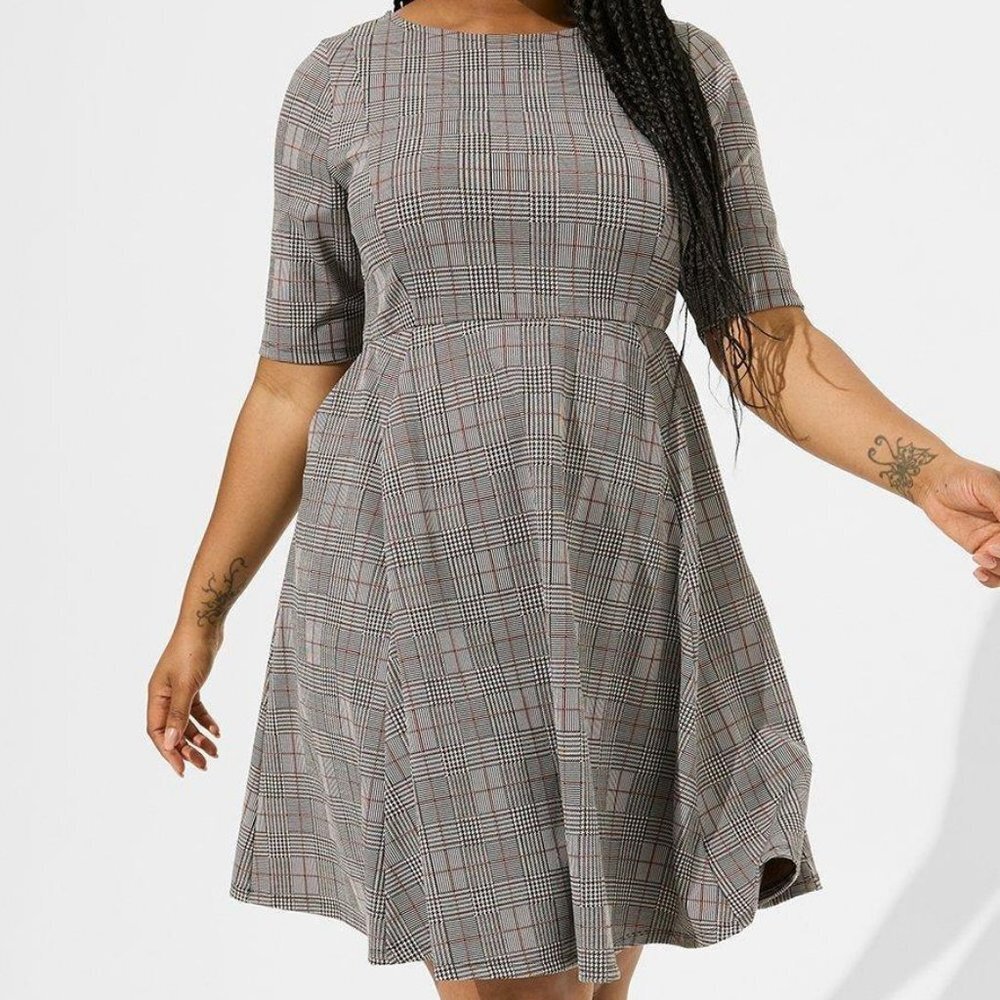Mini Double-Knit Jacquard Skater Dress
